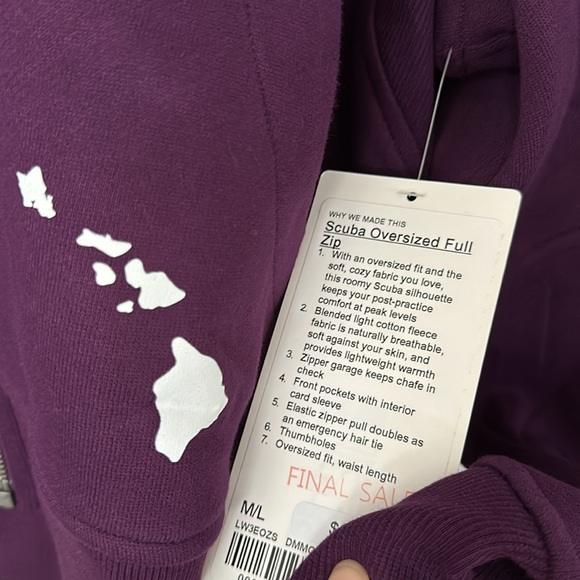 LULULEMON Hawaii SCUBA Oversized Full Zip HOODIE Dramatic Magenta Purple M/L ๐ - Picture 10 of 13